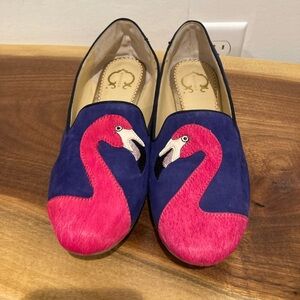 C Wonder flamingo suede loafers